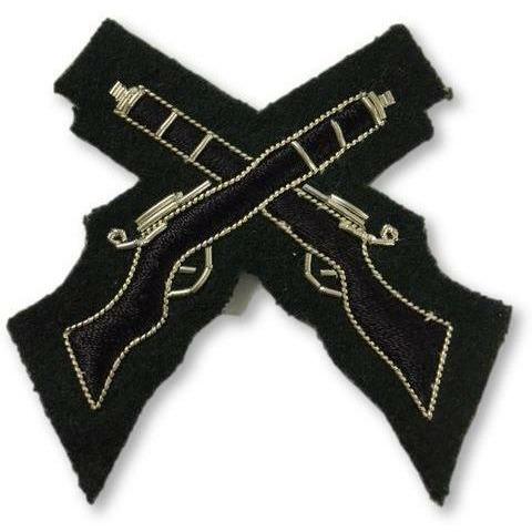 Ammo & Company Rifles Mess Dress- Qualification Badge - Skill-At-Arms (X Rifles) - Black on Rifle Green