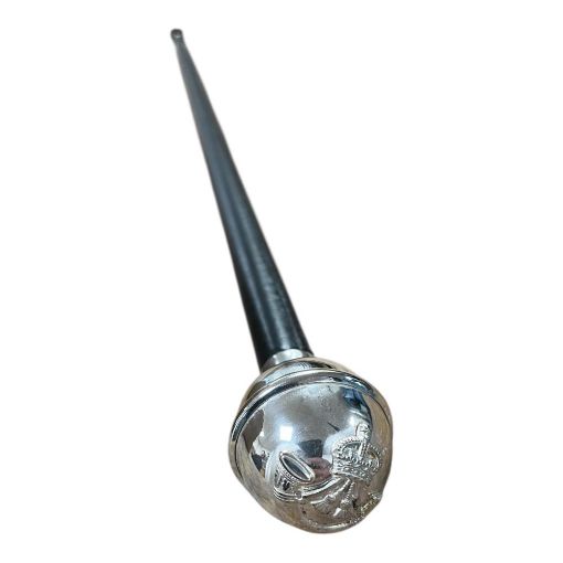 Picture of The Rifles 27" Black Leather Cane - Silver Plate - Tudor Crown